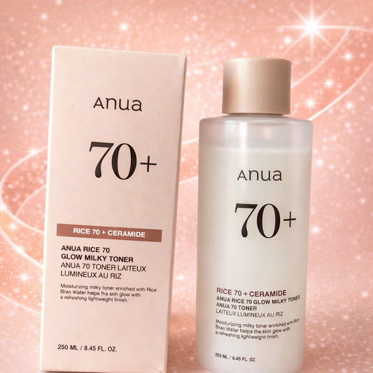Anua Rice 70+ Glow Milky Toner – تونر الأرز والسيراميد لإشراقة وترطيب عميق